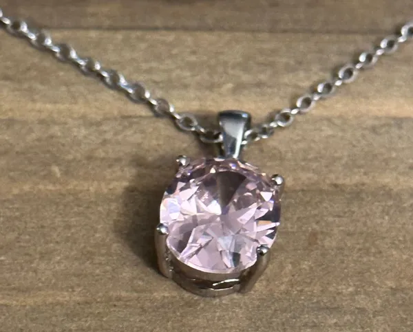 Pink CZ Pendant Necklace - Image 3