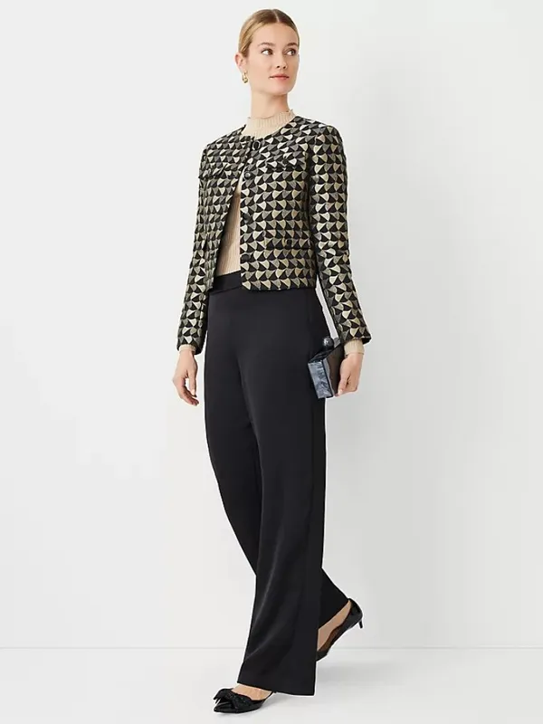 NWT Ann Taylor Size 12 12x32 Black Satin Wide Leg Dress Pants NEW - Image 3