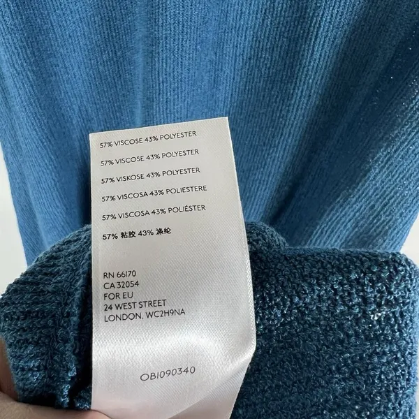Free People‎ Beach Dress Womens Small Blue Maxi Puff Sleeve Cottage Prairie Boho - Image 9