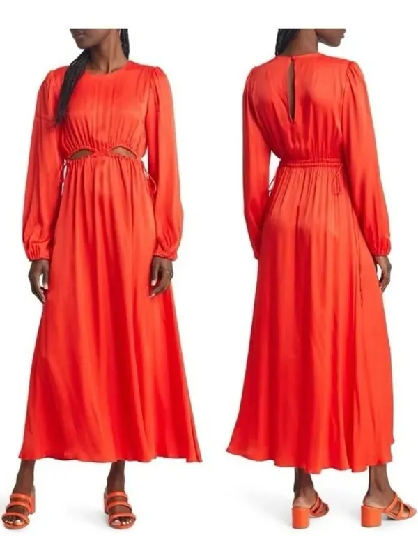 FARM RIO Cutout Orange Coral MIDI Dress Size Medium NEW NWT - Image 2
