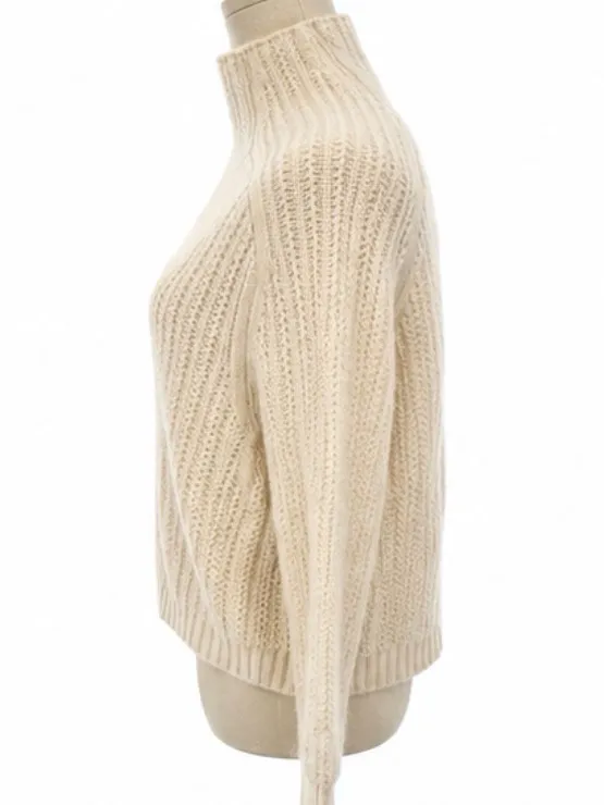 Madewell 100% Merino Wool Cream Mock Neck Chunky Knit Sweater Size Small - Image 2