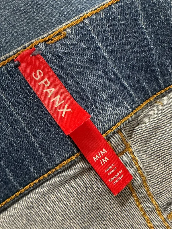 SPANX Seamed Front Wide Leg Jeans Blue Size Medium - Image 10