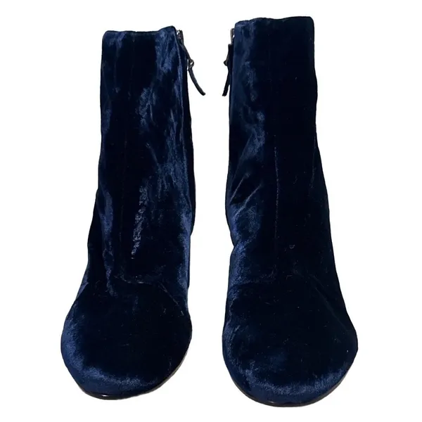 Sam Edelman Tinsley Navy Blue Velvet Block Heel Ankle Booties Sz 11 M Whimsigoth - Image 4