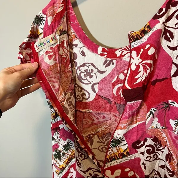 Jams World Aloha Hawaiian‎ Royal Hotel Dress Pink Large - Image 8