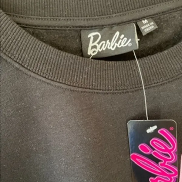 Barbie Dream Car Classic Logo Crew Neck Black Pink Patch Medium NEW NWT - Image 5