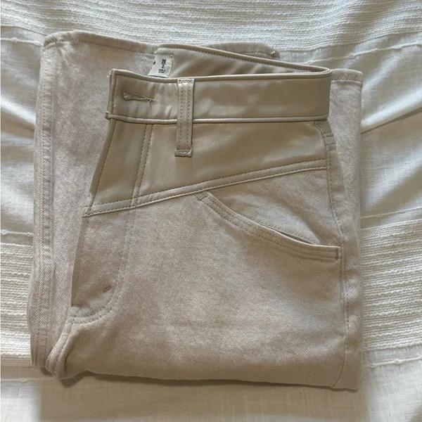 Abercrombie & Fitch Cream High Rise Pants - Image 3
