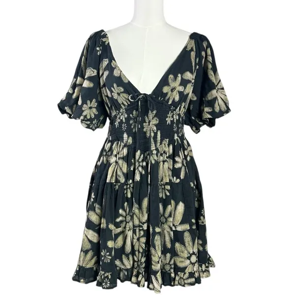 Free People Bohemian Floral Flutter Sleeve Perfect Day Printed Mini Dress Small - Image 6