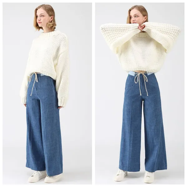 Chicwish Chunky Puff Sleeves Cropped Sweater Size Small Medium in Off White - Image 2