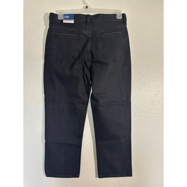 Old Navy NWT Women's Size 8 High-Rise Slouchy Straight Button-Fly Black Jeans - Image 2
