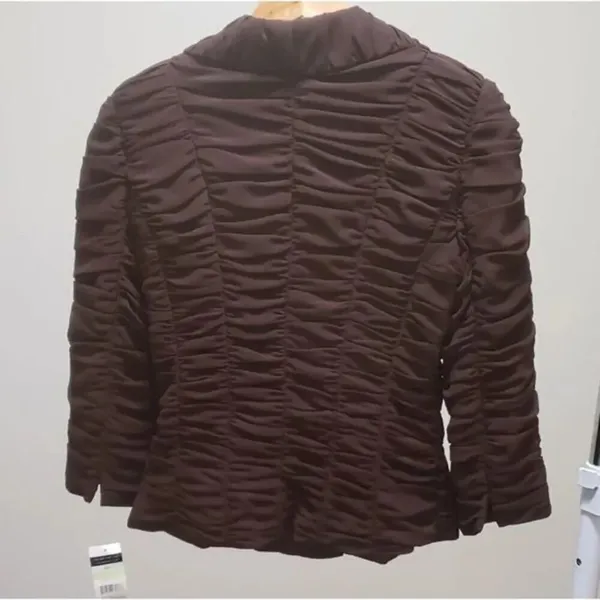 Cachet Brown Ruched Blazer Jacket Size 4 - Image 5