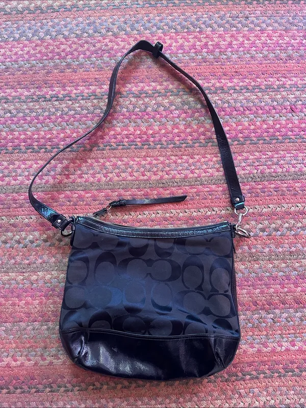 Coach Signature Park Convertible Black/ Brown Signature Shoulder Bag Satchel - Image 6