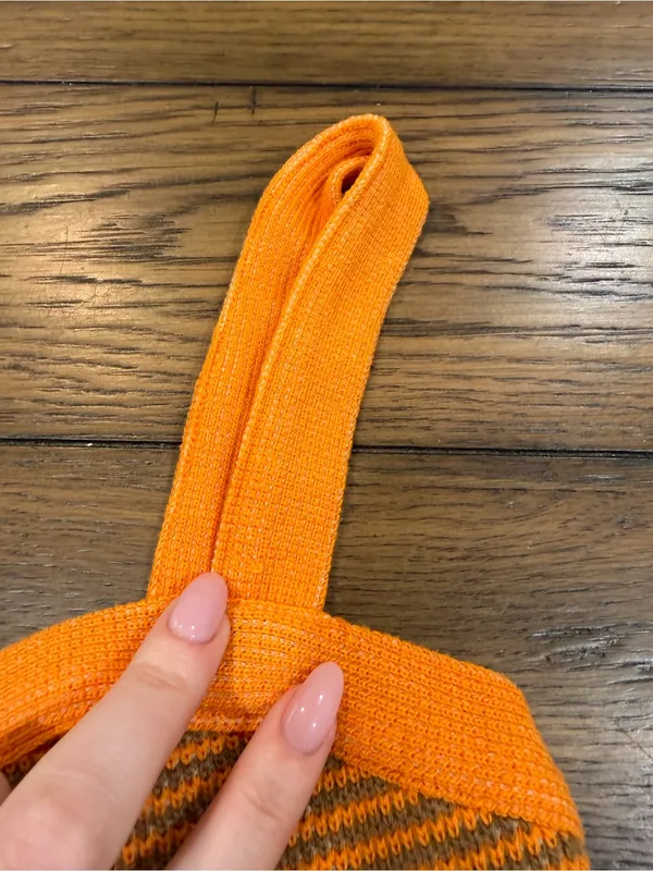 Zara Bright Orange Striped Knit crop top medium - Image 5
