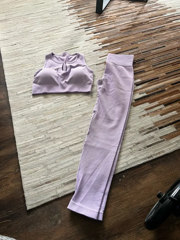 OQQ leggings and top pale purple small - Image 3