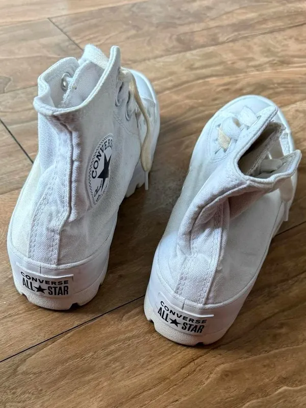 Converse White High-Top Platform Chuck Taylor Sneakers - Image 3
