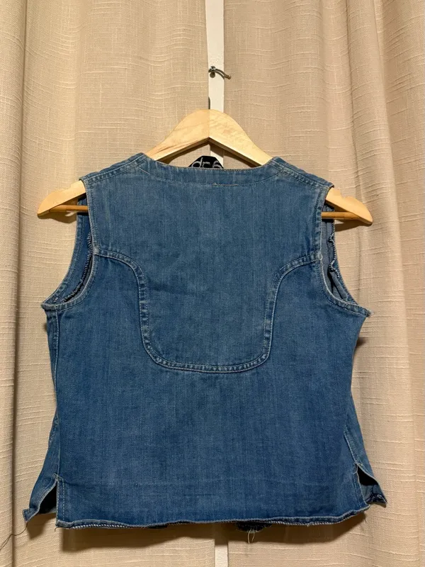 GAP 70s/80s Blue Denim Button-Front Vest - Image 7