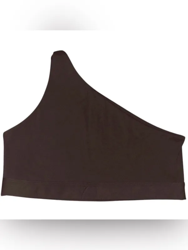 SET Active x Justine Skye Sportbody Dark Brown One Shoulder Sports Bra Size M - Image 3