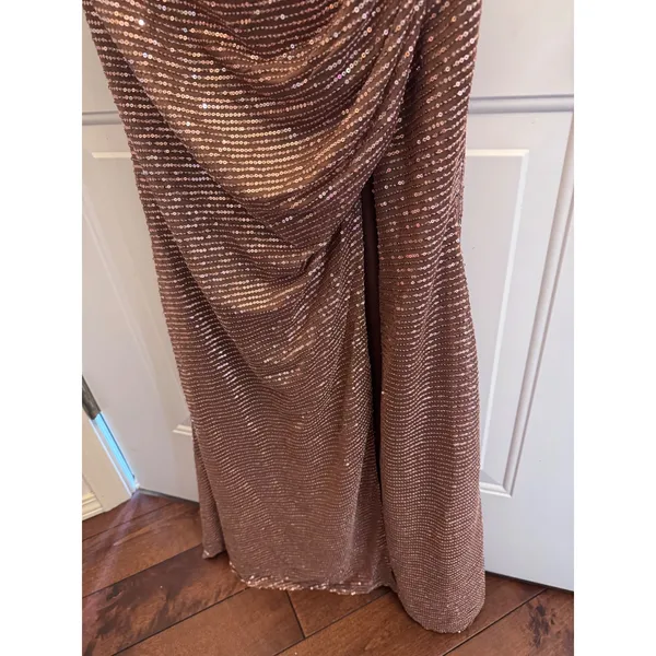 Ryanth‎ Rose Gold Sequin Cowl Neck Ruched Formal Gown Dress Size 4 NWT - Image 6