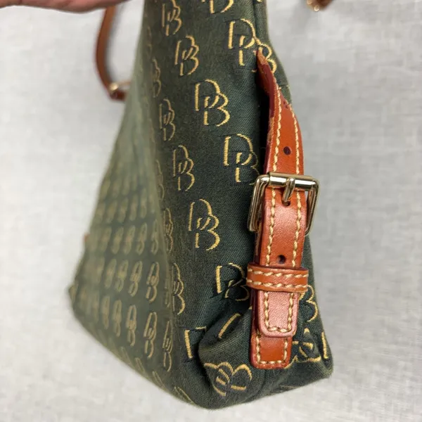 Dooney & Bourke Crossbody Bag Womens Small Green Canvas Leather Monogram - Image 14