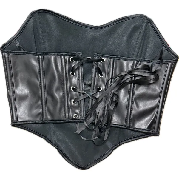 NWOT SOLY HUX Womens PU Leather Cropped Corset Bandana Tube Top Lace Up Black XS - Image 5