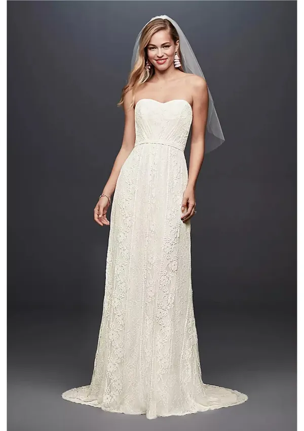 David's Bridal Galina Lace Wedding Dress - Image 2