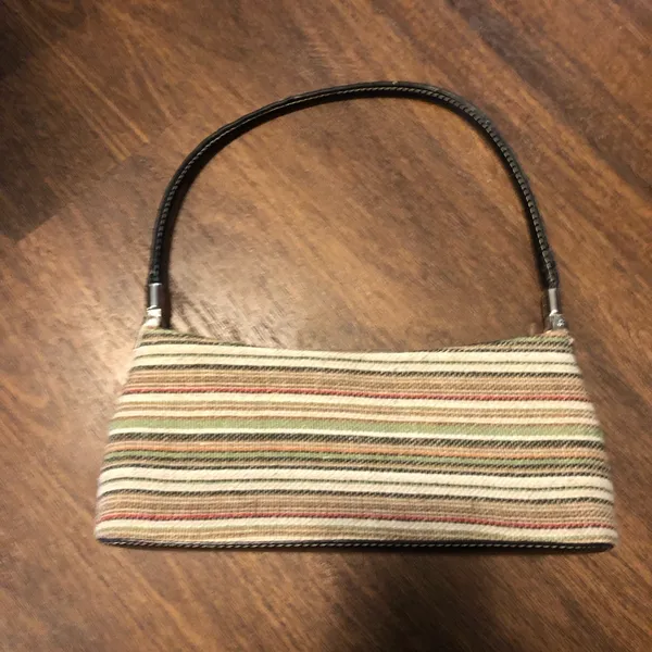 Kate Spade - Vintage Earth-Tone Striped Tweed Small shoulder Bag purse - Image 2