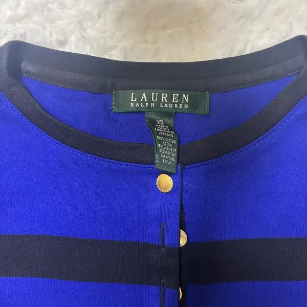 Ralph Lauren Blue and Black Striped Top - Image 2