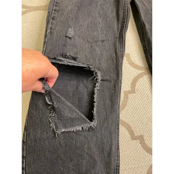 Garage Denim Street Wide Leg Black Distressed Jeans Size 00/23 Y2K - Image 9