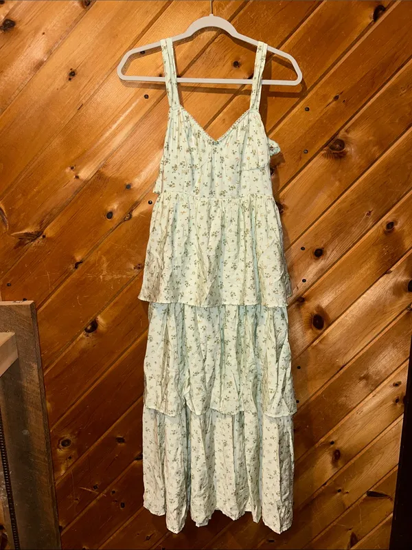 MINE In the wildflowers mint green floral tiered maxi dress NWT - Image 5