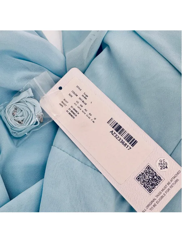 NWT Women's Azazie Saige Chiffon Maxi Dress Size 10 Sky Blue - Image 4