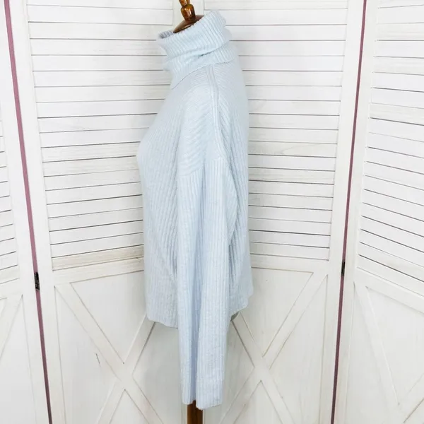 H&M Oversized Ribbed Cowl Neck Sweater Powder Blue Medium‎ - Image 2
