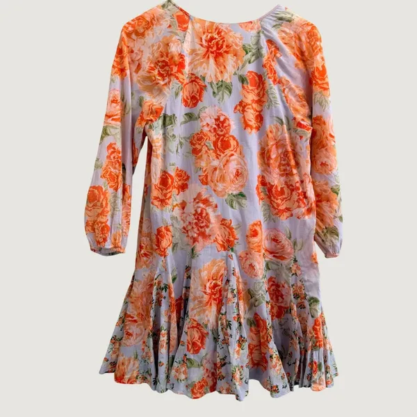 Alice + Olivia PALI Floral Mini Dress Cotton V-Neck Mix Print Size 2 - Image 4