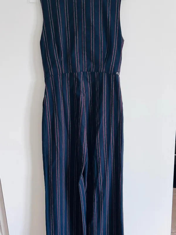 Moodia Italy Pinstripe Wide Leg Jumpsuit • 90s Minimalist - Image 5