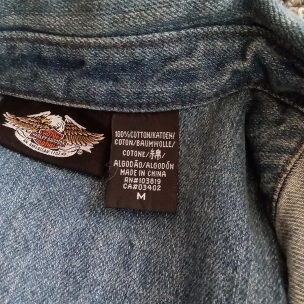 Harley-Davidson Blue Embroidered Button-Down Shirt Denium Costal Womens M - Image 5