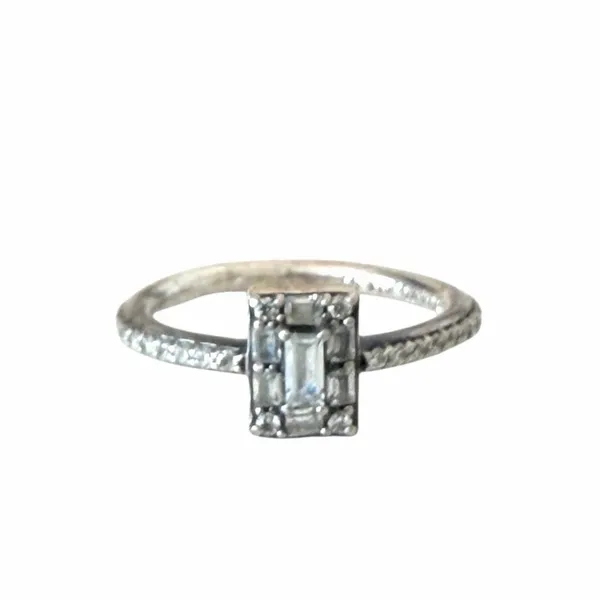 Pandora Sparkling Square Halo CZ Sterling Silver Ring - Image 10