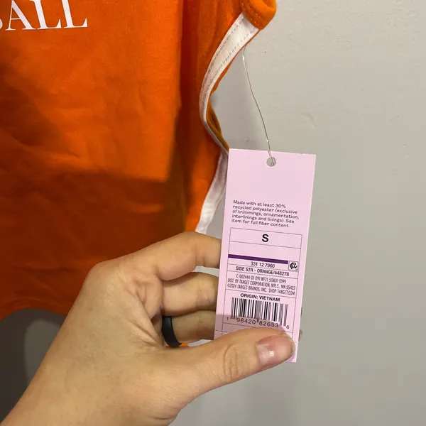 Wild Fable Orange American Football Graphic Cami Top with Side Stripes Small NWT - Image 4