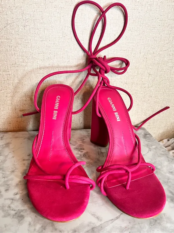 Gianni Bini Hot Pink Strappy Block Heel Sandal - Image 2