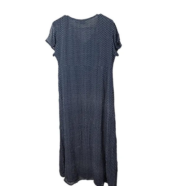 Vintage Paul‎ Harris Design Navy White Polka Dot Maxi Dress Button Front M - Image 6
