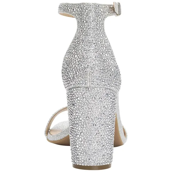 INC International Concepts Two-Piece Sandal Block Heel Silver Crystal Gray 9M - Image 9