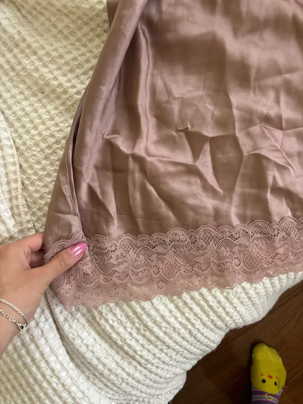 Intimissimi satin slip with Lace Insert Detail mauve medium - Image 4