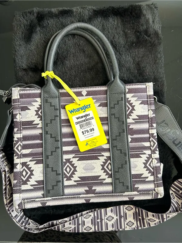 Wrangler Purple Aztec Canvas Tote with Detachable Aztec Strap - Image 2