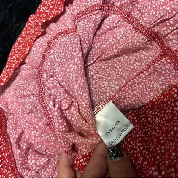 PRINCESS POLLY red floral print mini skirt size 0 women’s - Image 3