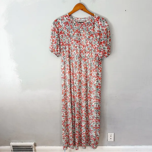 ZARA Smocked Maxi Dress NWT NEW Small Floral Print - Image 2