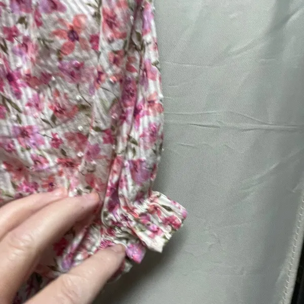 Lush size M puff sleeve floral mini dress smocked back - Image 4