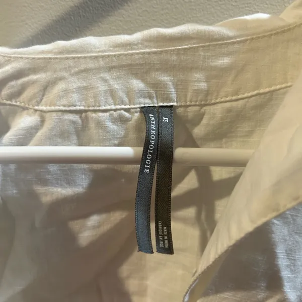 Anthropologie White Cropped Button-Down Shirt - Image 3