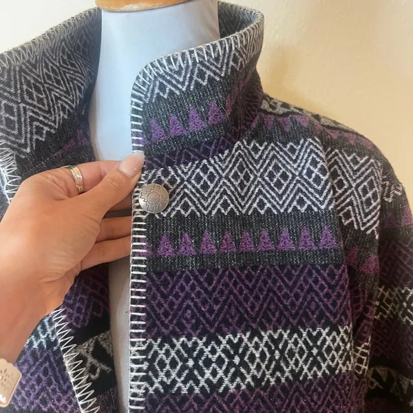 Outback Trading Company Moree Jacket purple Aztec contrasting white trim XL - Image 3