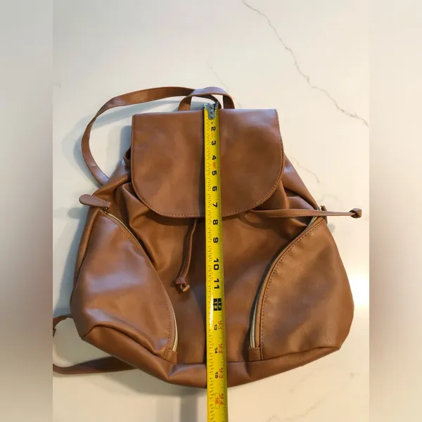 NWOT Brown Faux Leather Backpack OS - Image 10