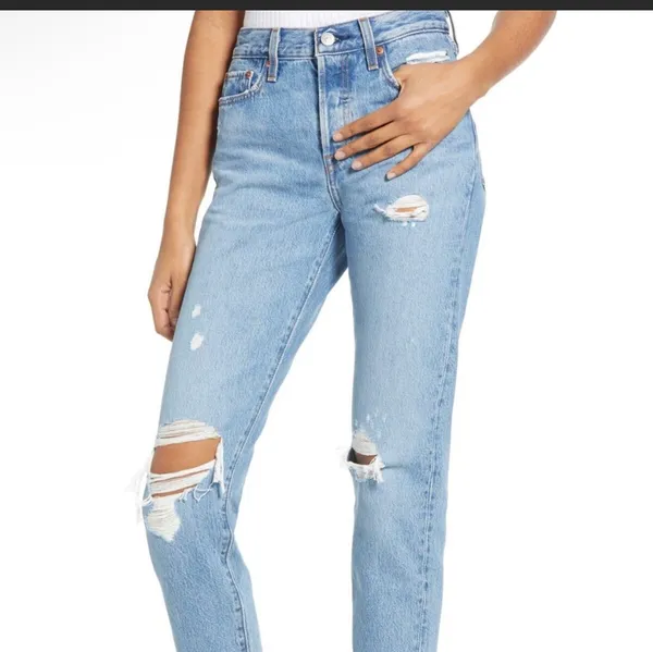 Levi's Wedgie Icon Fit Ripped High Waist Straight Leg Jeans Luxor Found Out 28 - Image 8