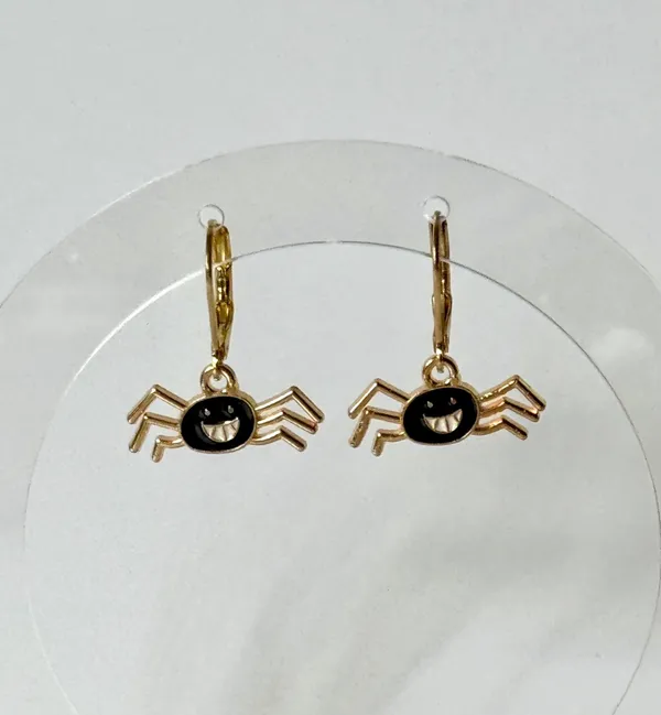 Halloween Spider Earrings (411) 🕷️ Gold - Image 2