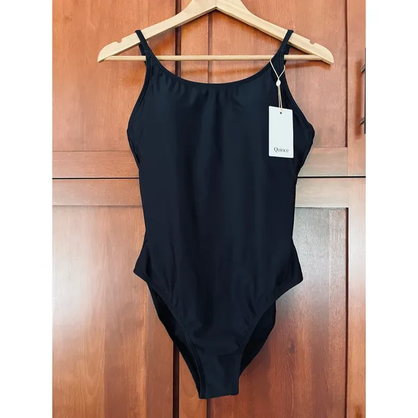 Quince Italian Cami One Piece Swimsuit Black Size Large NEW - Image 2