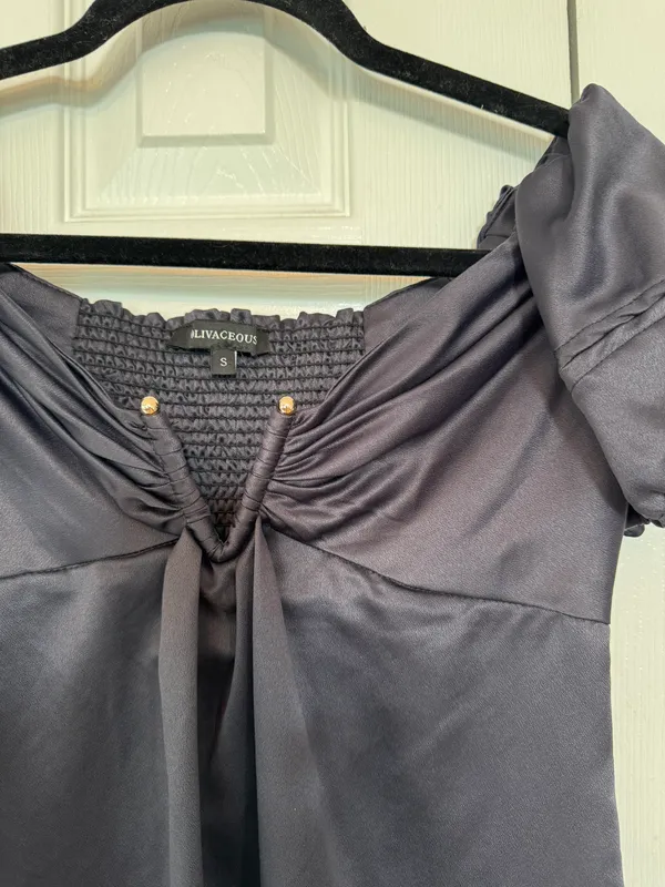 Olivaceous WORN ONCE SATIN DRESS - Image 4